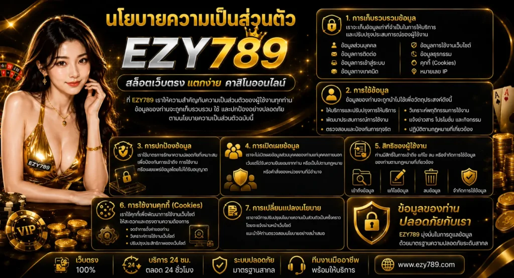 นโยบายความเป็นส่วนตัว ezy789 สล็อตเว็บตรง แตกง่าย คาสิโนออนไลน์